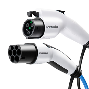 Kabel pengisi daya EV pria ke wanita Tipe 2 Coiled SAE J1772 Tipe 1 1 / 3 Phase 3.6KW - 22KW 3